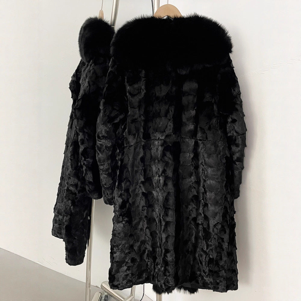 Haining fashionabla lång mink hår parka kvinnors 2025 höst och vinter ny varm räv päls päls päls