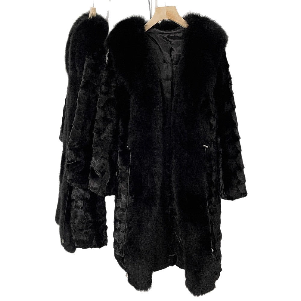 Haining fashionabla lång mink hår parka kvinnors 2025 höst och vinter ny varm räv päls päls päls