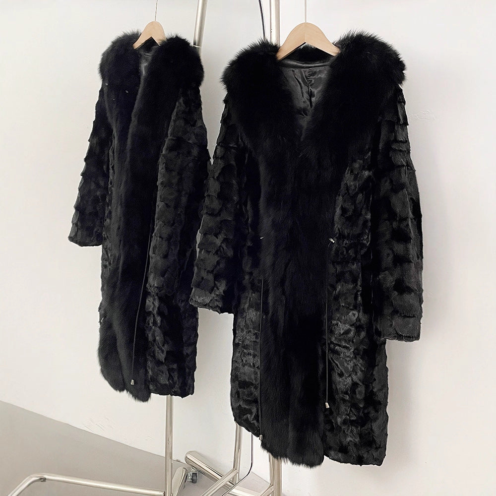 Haining fashionabla lång mink hår parka kvinnors 2025 höst och vinter ny varm räv päls päls päls