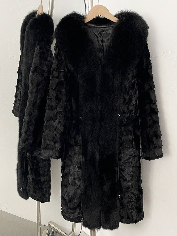 Haining fashionabla lång mink hår parka kvinnors 2025 höst och vinter ny varm räv päls päls päls