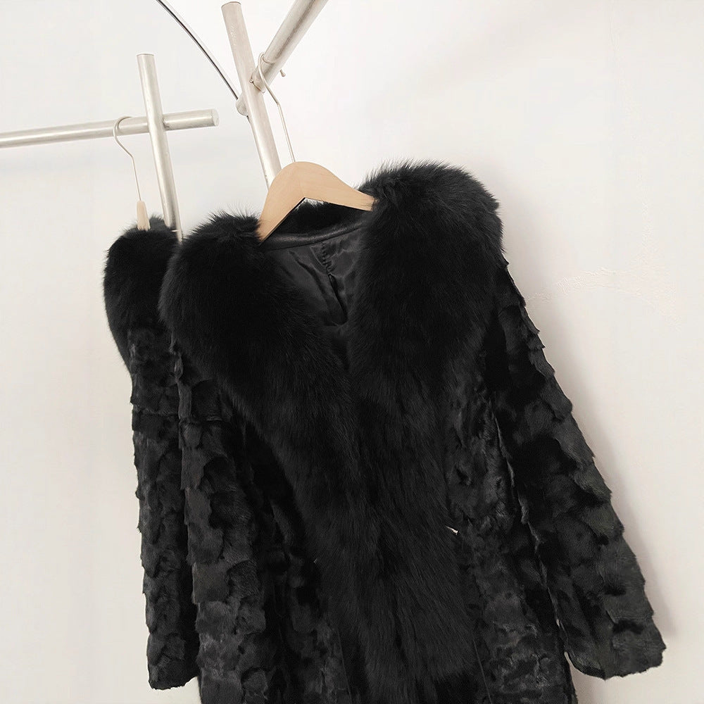 Haining fashionabla lång mink hår parka kvinnors 2025 höst och vinter ny varm räv päls päls päls